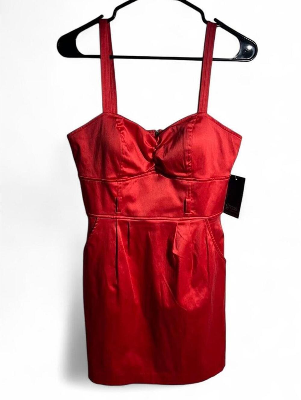 NWT Grass Collection Med Orange Satin Corset Mini Dress Bustier Sweetheart